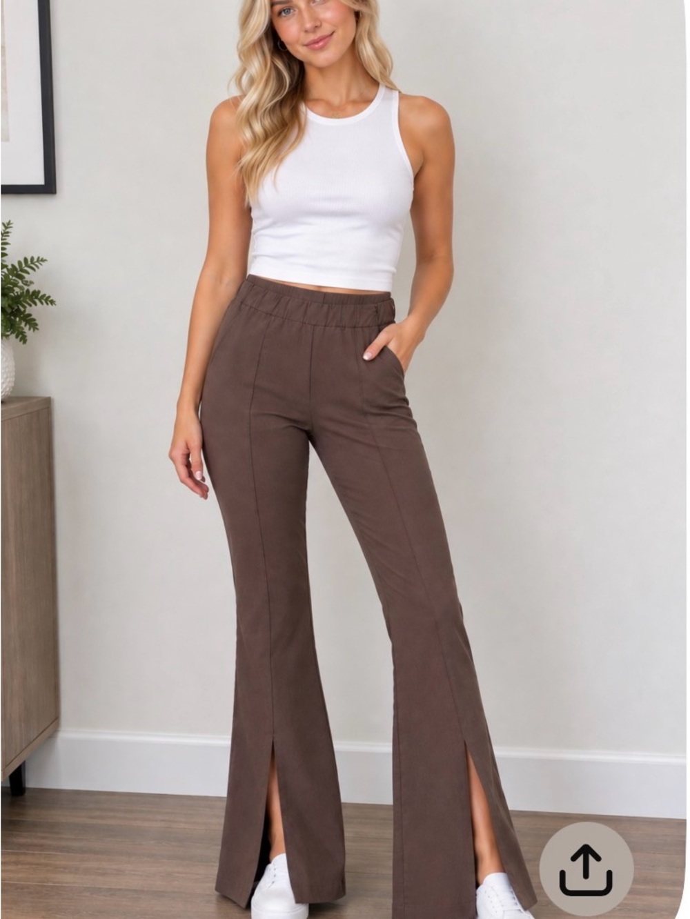 Moussy studioware Brown Split-Hem flared Pants